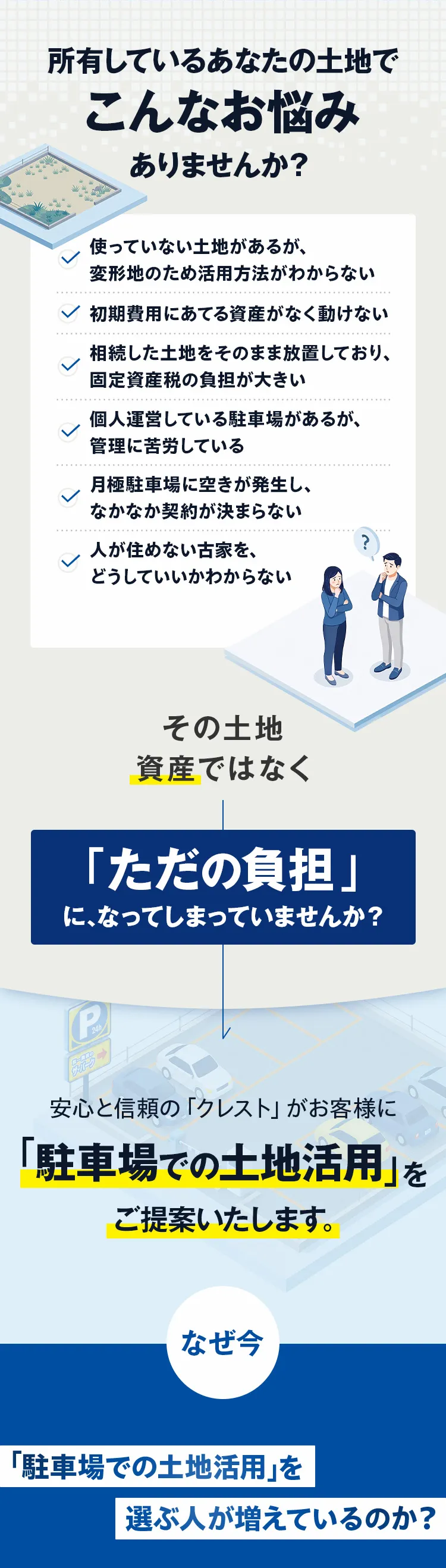 初期費用0円で始める駐車場の土地活用｜クレスト